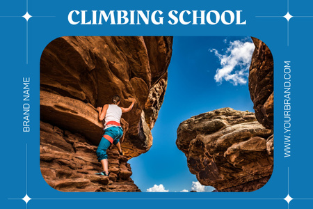 Emelt szintű mászótanfolyamok kék színben Postcard 4x6in tervezősablon