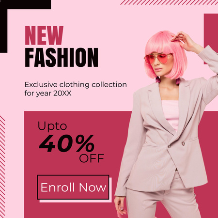Szablon projektu Discount Offer on Exclusive Fashion Clothes Instagram
