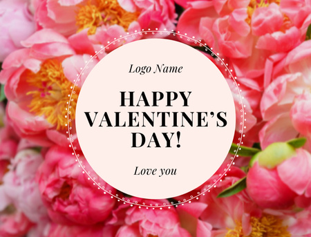 Valentine's Day Greeting with Tender Beautiful Flowers Postcard 4.2x5.5in Πρότυπο σχεδίασης