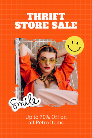 Thrift store sale orange Pinterest Design Template
