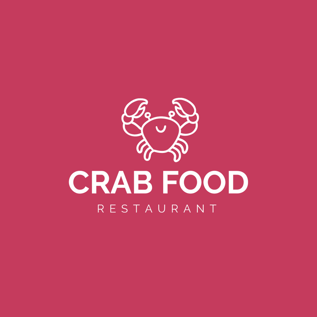 Emblem with Crab in Pink Logo 1080x1080px – шаблон для дизайна
