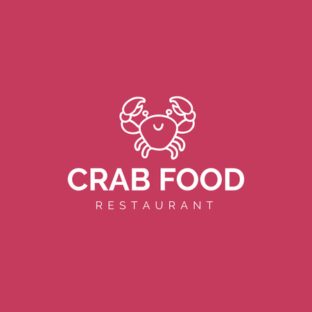 Emblem with Crab in Pink Logo 1080x1080pxデザインテンプレート