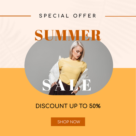 Summer Sale with Woman Instagram Design Template