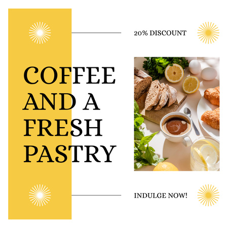 Upea kahvin ja leivonnaisten yhdistäminen alennuksin Instagram AD Design Template