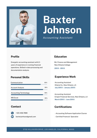 Ontwerpsjabloon van Resume van Vaardigheden en ervaring van Accounting Assistant