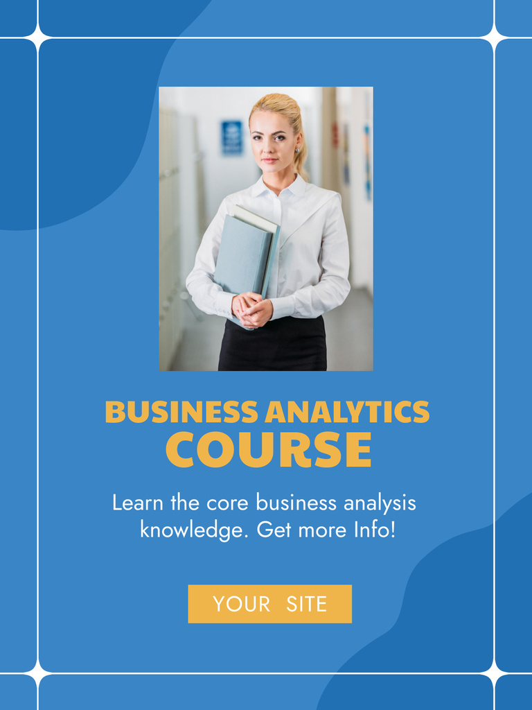 Certified Business Analytics Course Ad In Blue Poster US Design Template