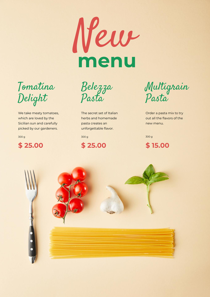 Designvorlage Pasta dish with Tomatoes für Poster