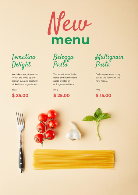Designvorlage Pasta dish with Tomatoes für Poster