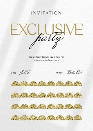 Exclusive Party Announcement with Golden Glitter Invitation Tasarım Şablonu