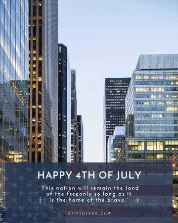 Modèle de visuel Salutation de la fête de l'indépendance des États-Unis avec des gratte-ciel - Poster 16x20in