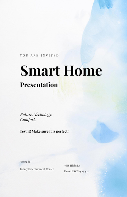 Smart Home Presentation Announcement on Blue Gradient Invitation 5.5x8.5in Tasarım Şablonu