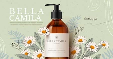 Organic Cosmetic Oil Offer with Daisy Flowers Facebook AD Design Template