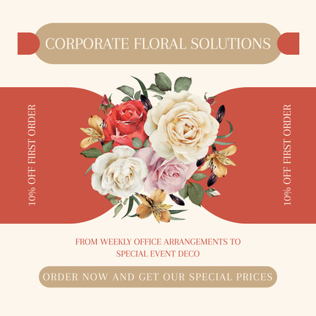 Discount on Corporate Services by Flower Agency Instagram Design Template