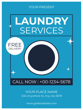 Free Delivery Offer with Laundry Poster US Design Template