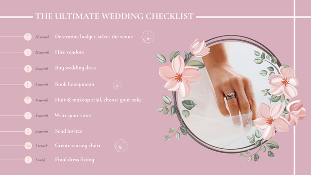 Ultimate Wedding Checklist Pink Timeline Design Template