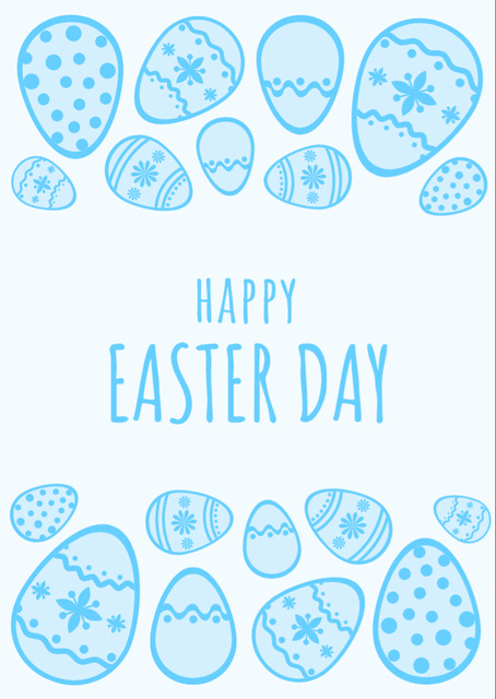 Platilla de diseño Easter Holiday Greeting with Creative Illustration of Blue Eggs Flyer A6