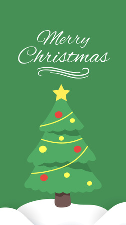 Joyful Christmas Holiday Greetings And Illustration In Green Instagram Story Design Template