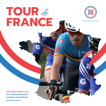 Ontwerpsjabloon van Instagram AD van Tour de France Fietsers op de weg