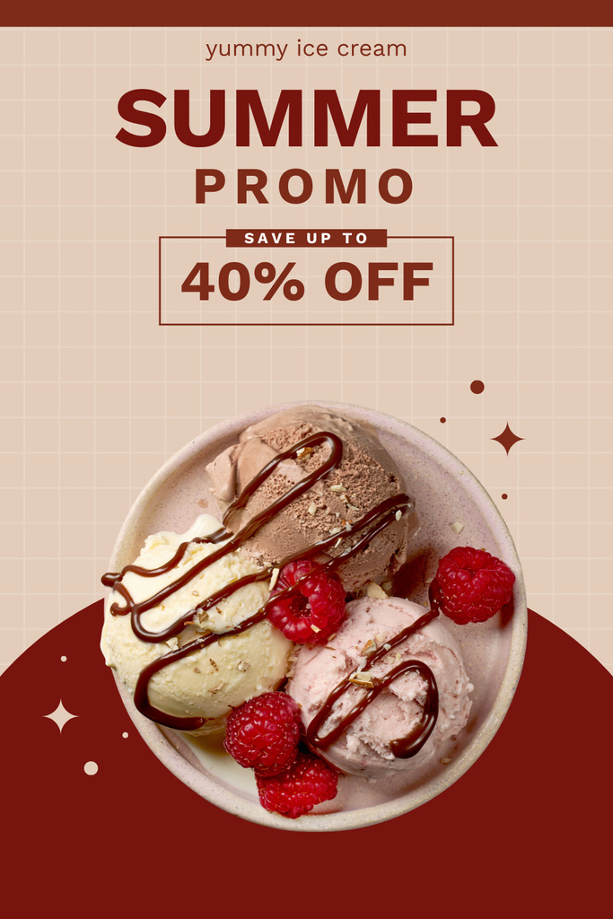Plantilla de diseño de Summer Ice-Cream Promo on Red Pinterest 