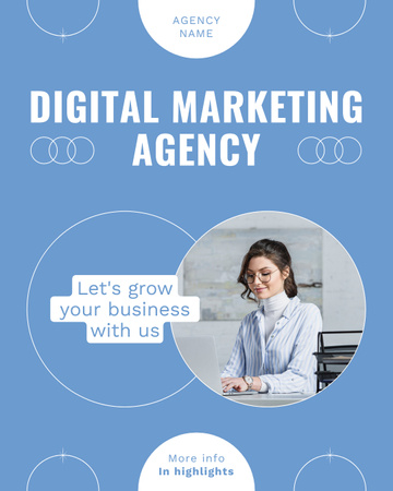 Digitális marketing ügynökségi szolgáltatások az üzleti növekedés érdekében Instagram Post Vertical tervezősablon