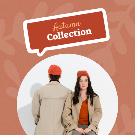 Couple in Stylish Autumn Outfits Social media Design Template