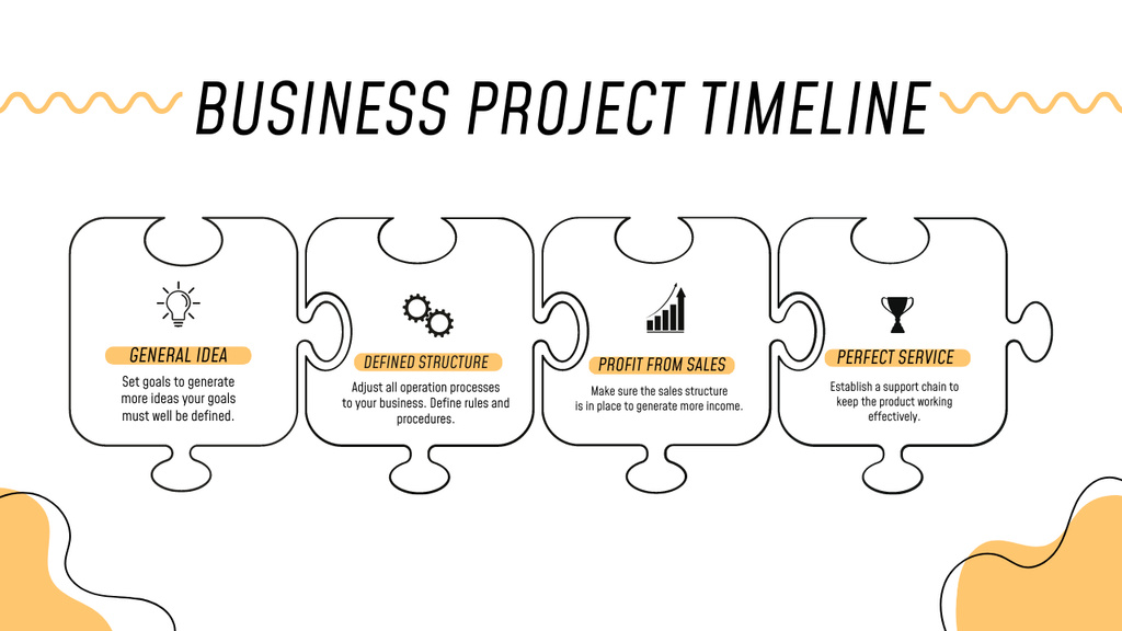 Business Project Milestones with Puzzle Pieces Timeline Tasarım Şablonu