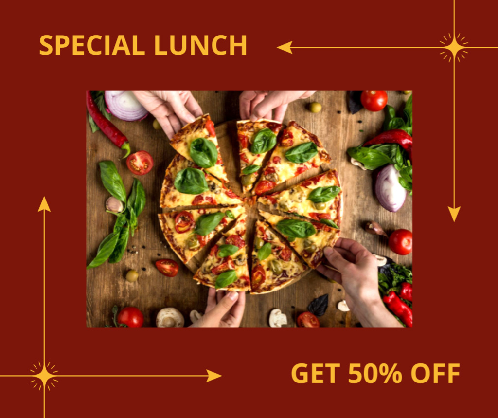 Special Lunch Ad with Pizza Facebook Design Template