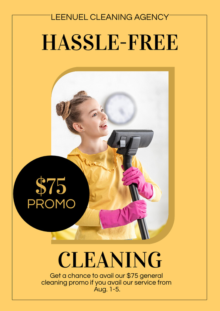 Promo For Cleaning Services With Vacuum Cleaner Poster A3 Tasarım Şablonu