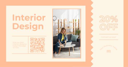 Template di design Offerta di sconto su Interior Design con Designer Facebook AD
