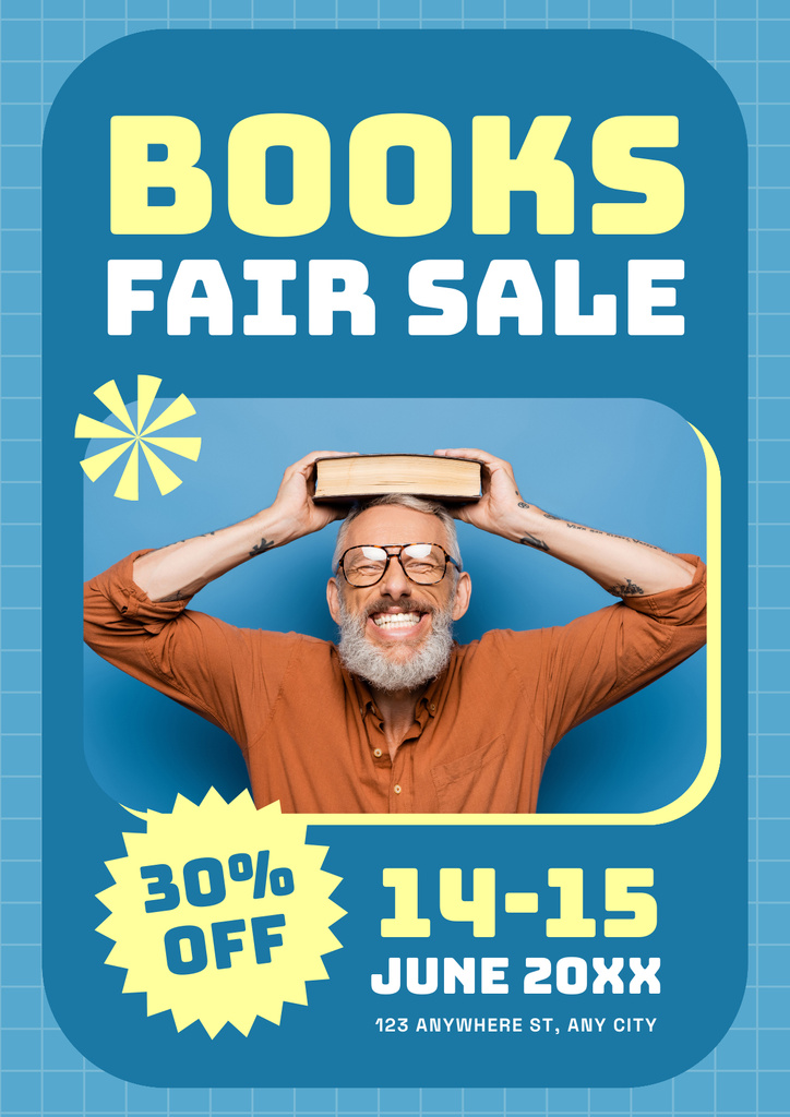 Designvorlage Sale of Books on Book Fair für Poster