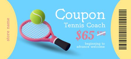 Tennis Classes Promotion Coupon 3.75x8.25in Design Template