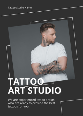 Plantilla de diseño de Oferta de servicio de tatuajes de manga en estudio Flayer 
