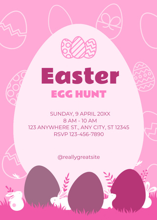 Ontwerpsjabloon van Flayer van Easter Egg Hunt Announcement in Pink