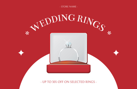 Discount on Wedding and Engagement Rings on Red Thank You Card 5.5x8.5inデザインテンプレート
