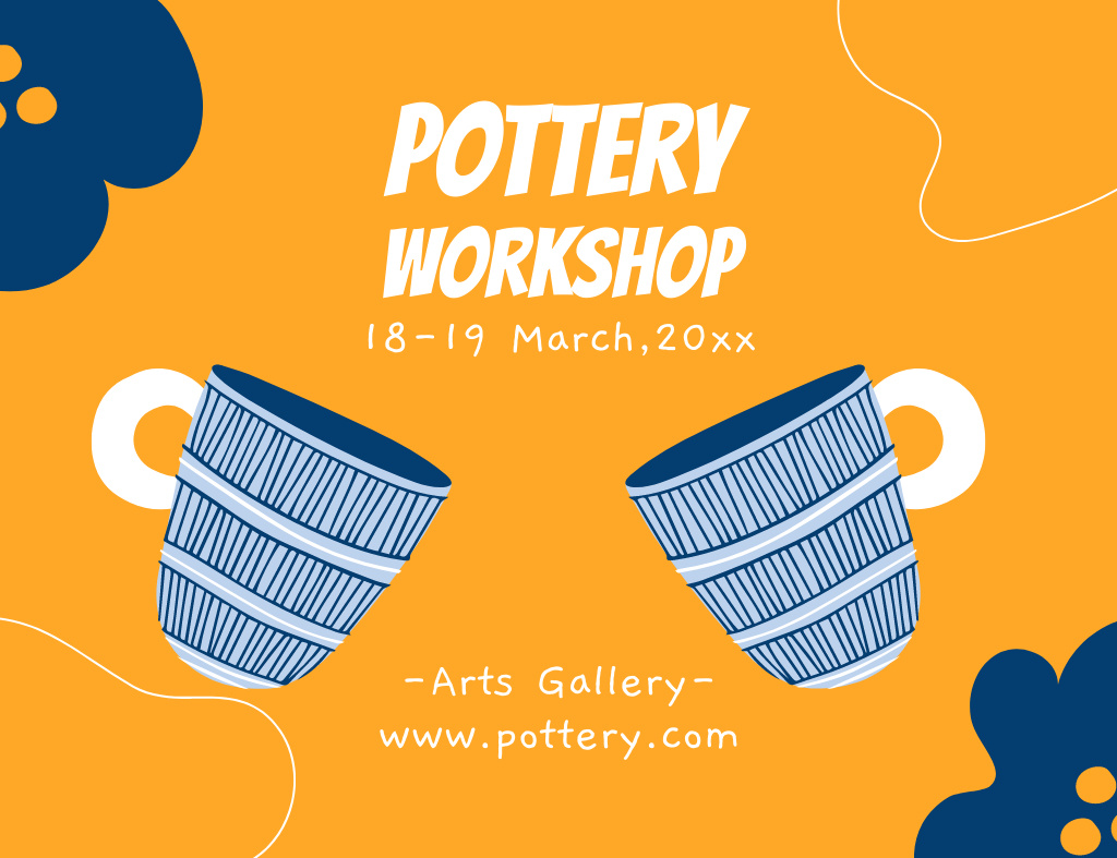 Modèle de visuel Pottery Workshop Announcement on Yellow - Thank You Card 5.5x4in Horizontal