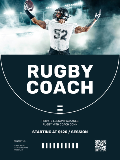 Private Rugby Coaching Offer Poster US Tasarım Şablonu