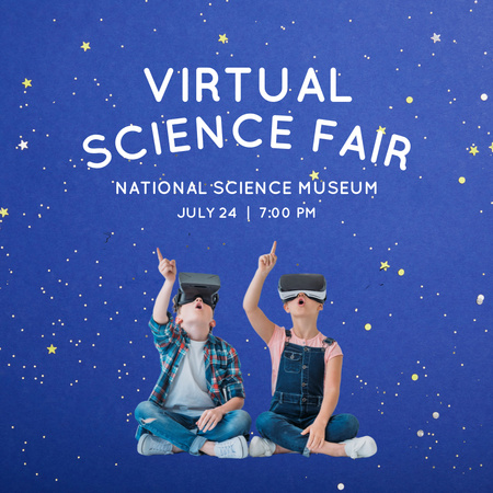 Plantilla de diseño de Feria Virtual de Ciencias con Niños Mirando las Estrellas Instagram 