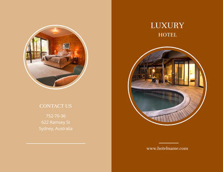 Luxury Hotel with Pool Brochure 8.5x11in Bi-fold Tasarım Şablonu