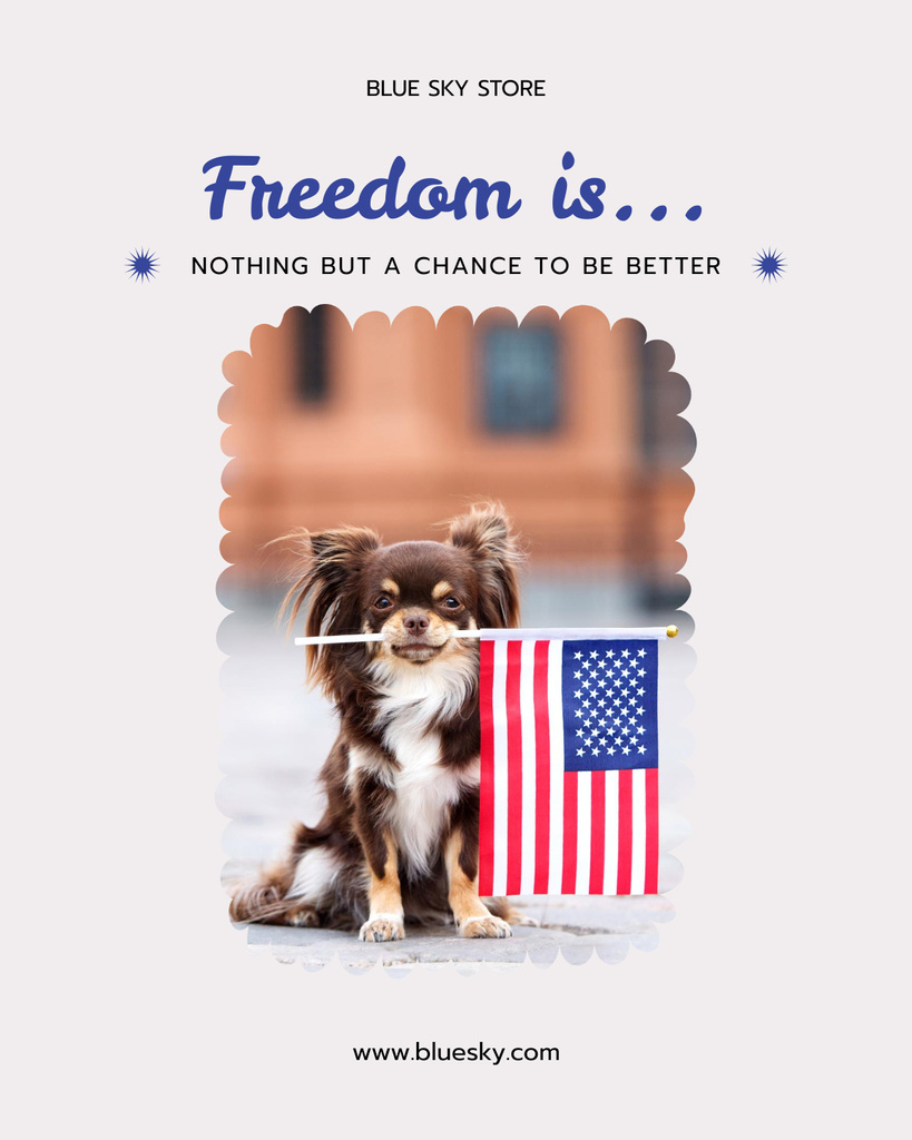 USA Independence Day Celebration with Pedigree Dog Poster 16x20in Πρότυπο σχεδίασης