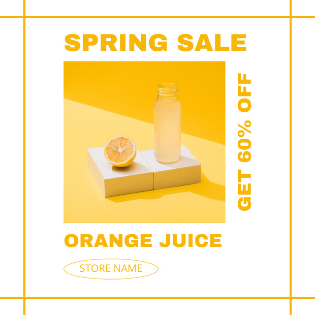 Spring Discount on Orange Juice Instagram AD Design Template