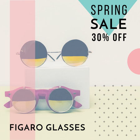 Fashion sale Advertisement with Sunglasses Instagram Design Template