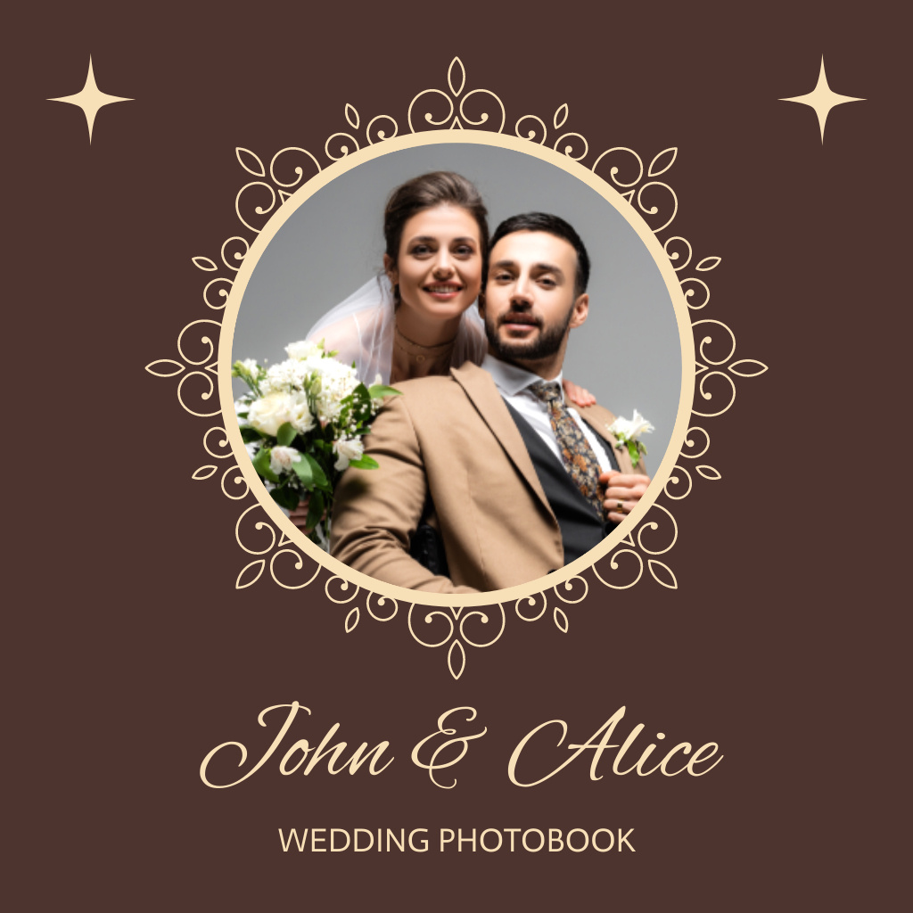 Wedding Photo Session of Happy Couple Photo Book Design Template