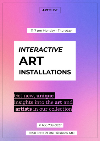 Interactive Art Installations on Bright Gradient Poster B2 Šablona návrhu