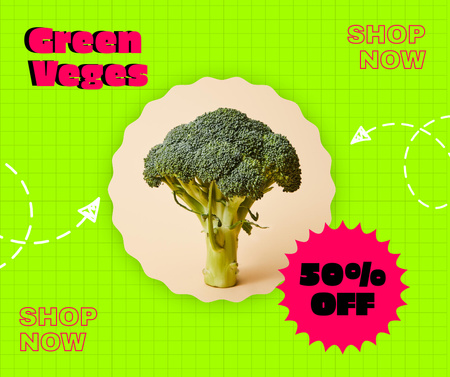 Broccoli Discount Announcement Facebook Design Template