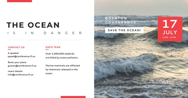 Szablon projektu Conference Announcement about Ocean is in Danger Facebook AD