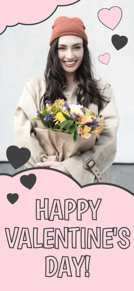 Designvorlage Awesome Valentine's Day Congrats With Bouquet für Snapchat Geofilter