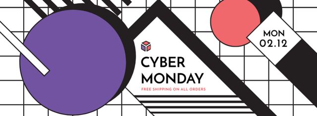 Cyber monday sale Annoucement Facebook coverデザインテンプレート