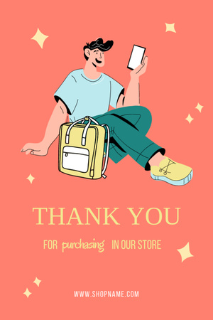 Designvorlage Back to School And Thank You For Purchase With Backpack für Postcard 4x6in Vertical
