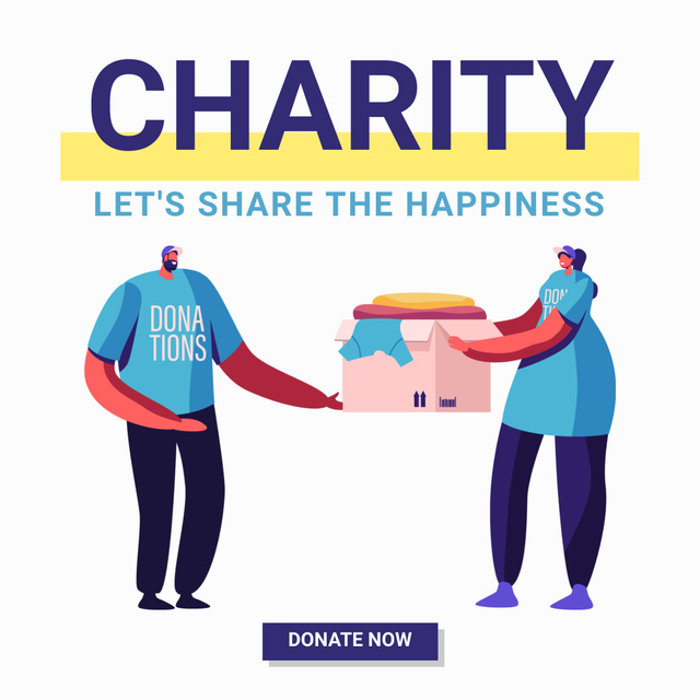 Charity Action Announcement with Volunteers Instagram Modelo de Design