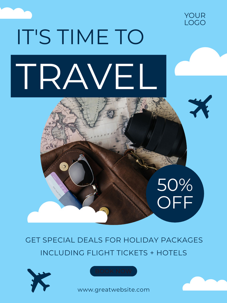 Ontwerpsjabloon van Poster US van Travel Agency's Best Deal on Blue